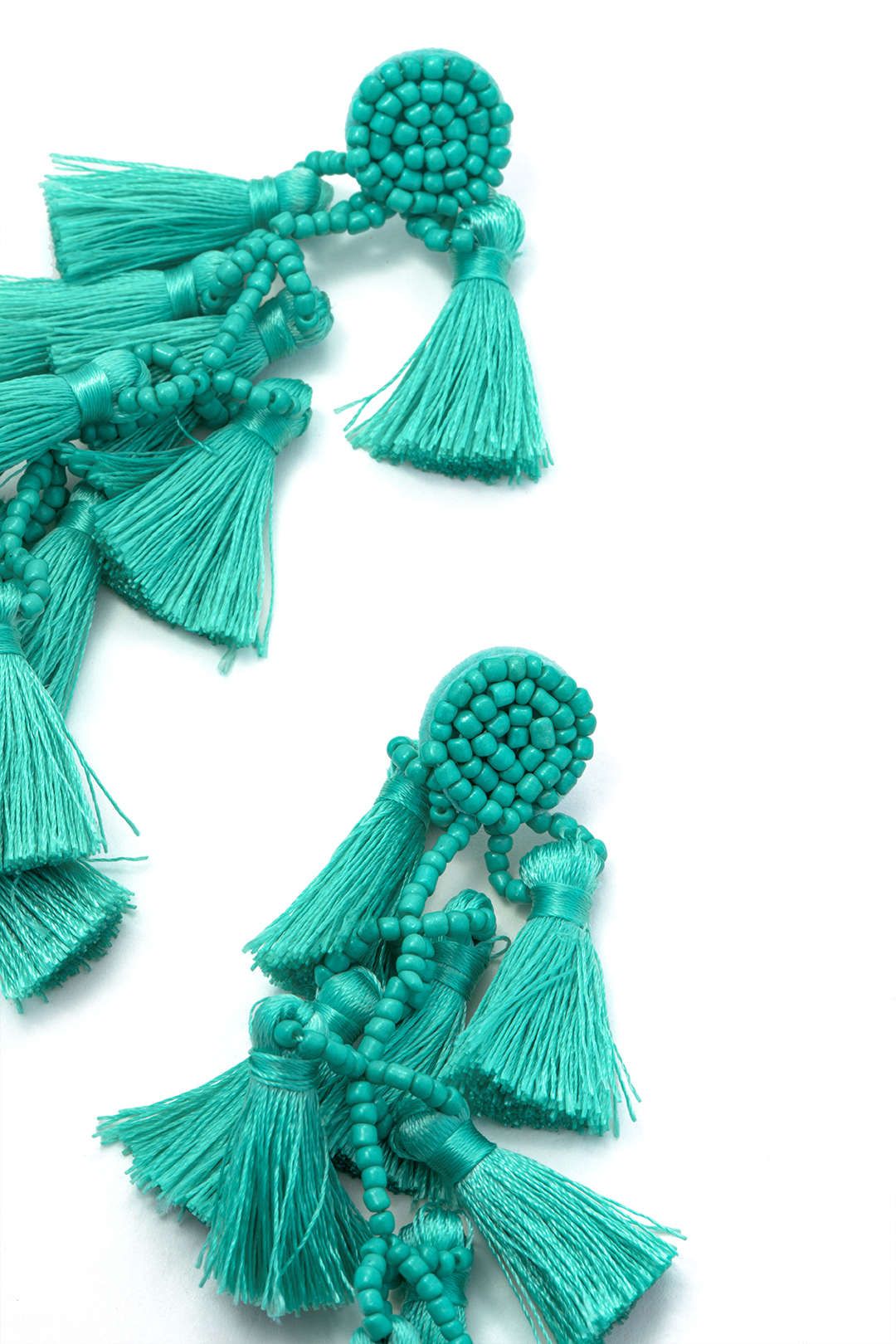 Green Bead Tassel Earrings sold by Micas product image thumbnail 3