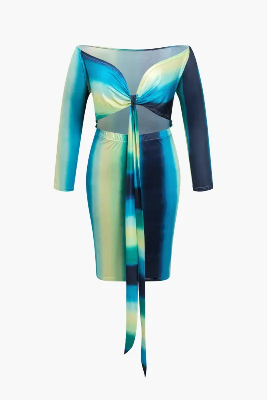 Plus Size Ombre Tie Midi-kjole foran sold by Micas