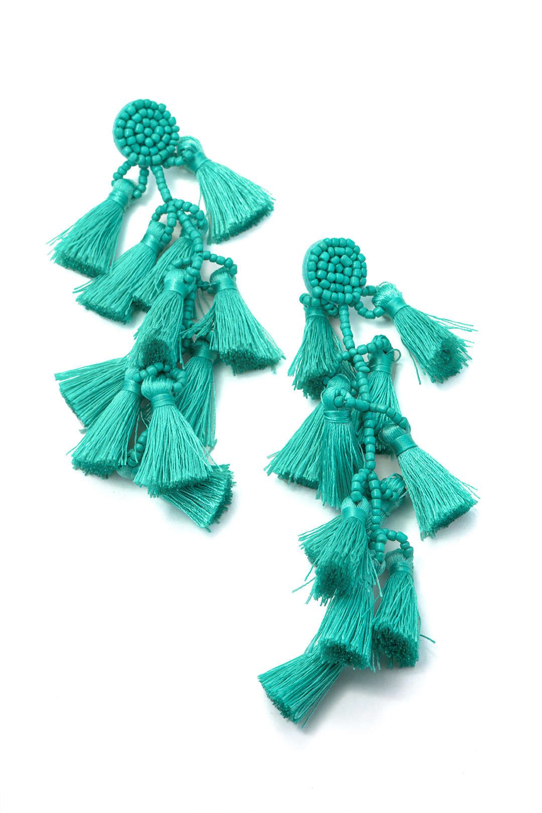 Green Bead Tassel Earrings sold by Micas product image thumbnail 2