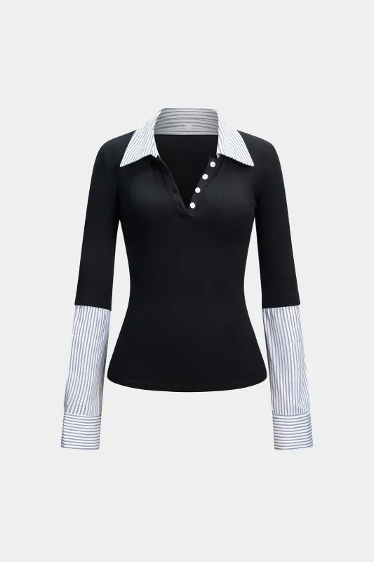 Stripes Print Long-Sleeve Shirt sold by Micas