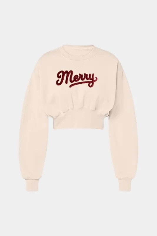 Letter Embroidery Long Sleeve Cropped Sweatshirt sold by Micas