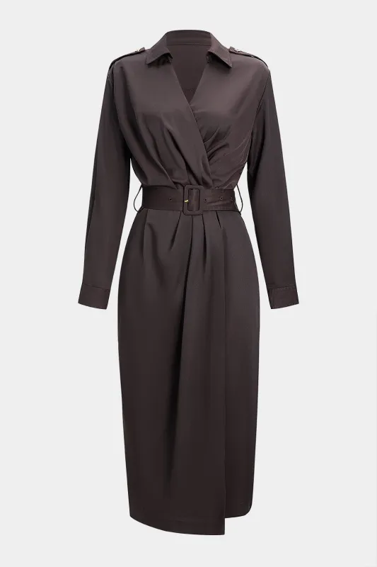 Button Belted Long Sleeve Maxi Dress sold by Micas