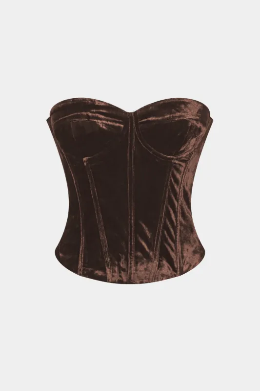 Corset Waist Velvet Underwire Strapless Tube Top sold by Micas