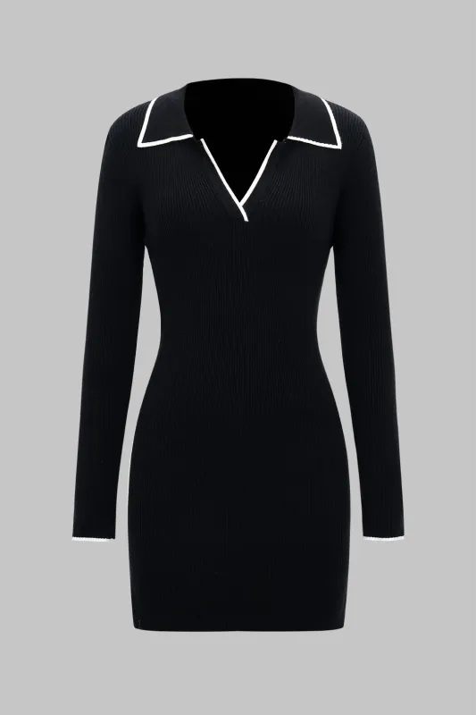 Knit V-Neck Long Sleeve Dress sold by Micas