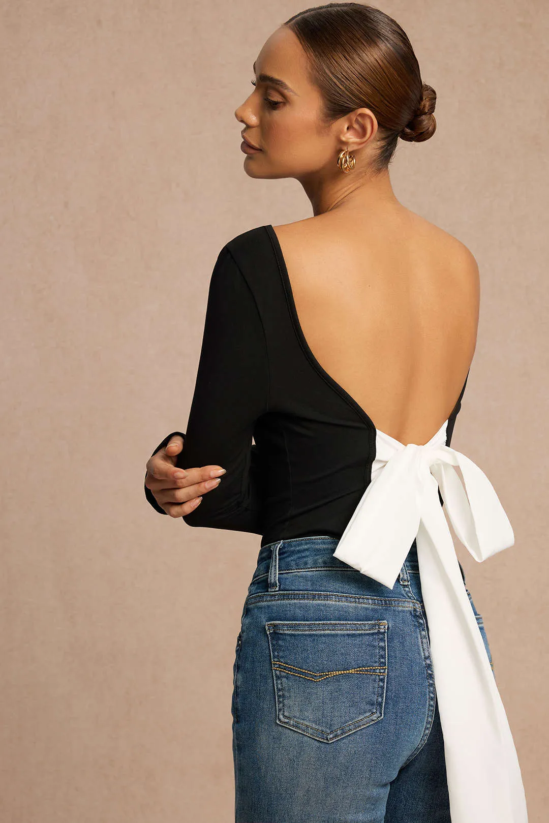 Bow Tie-Up Backless Long-Sleeve Top sold by Micas product image thumbnail 4