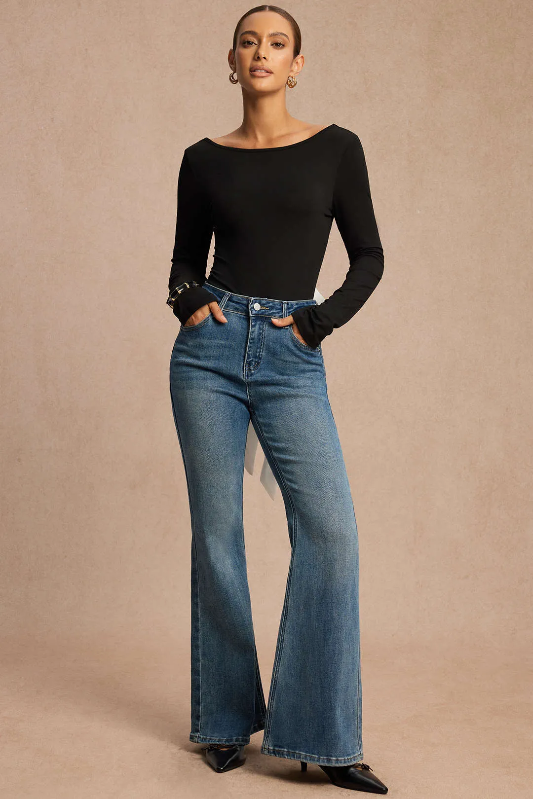 Bow Tie-Up Backless Long-Sleeve Top sold by Micas product image thumbnail 2