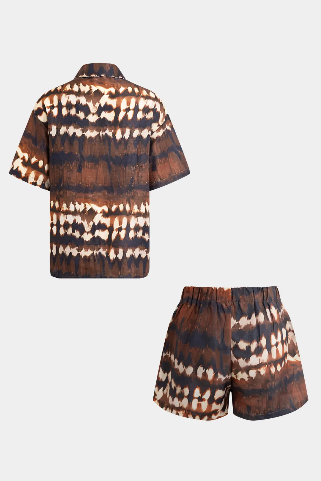 Abstract Tie Dye Print Button Short-Sleeve Shirt And Drawstring Shorts Set sold by Micas product image thumbnail 2