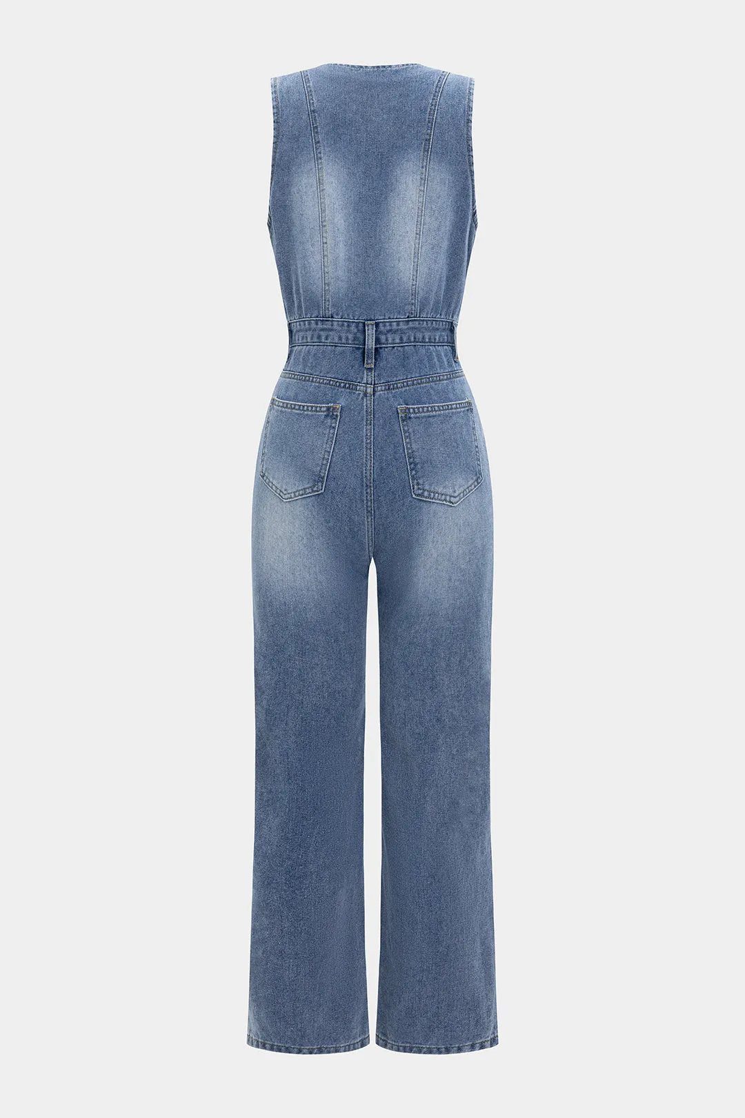 Denim V-Neck Sleeveless Jumpsuit sold by Micas product image thumbnail 2