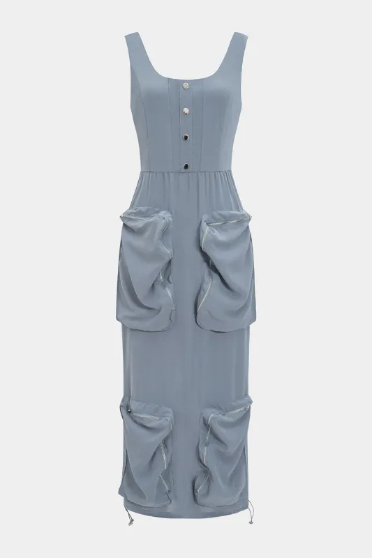 Chiffon Pocket Tank Sleeveless Maxi Dress sold by Micas