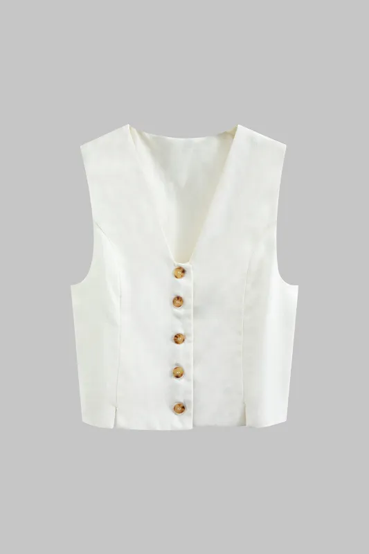 V-Neck Button Vest sold by Micas