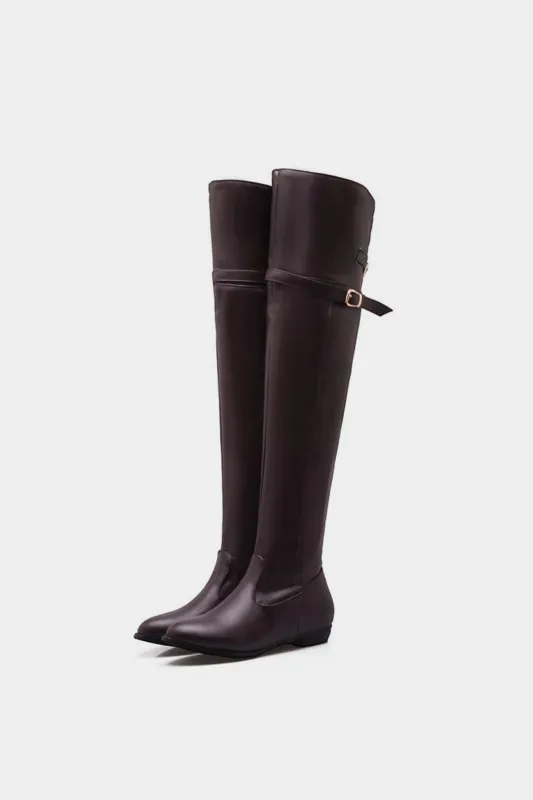 Leather Pointed Over The Knee Boots sold by Micas