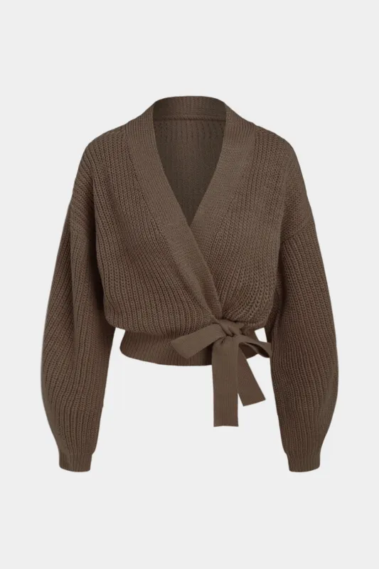Knit Tie Front Wrap Cardigan sold by Micas