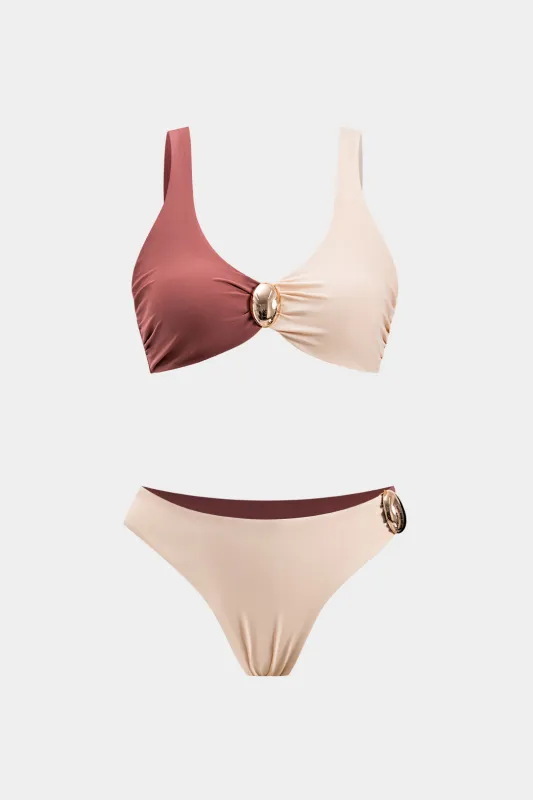 Contrast Metallic Decor Bikini Set sold by Micas