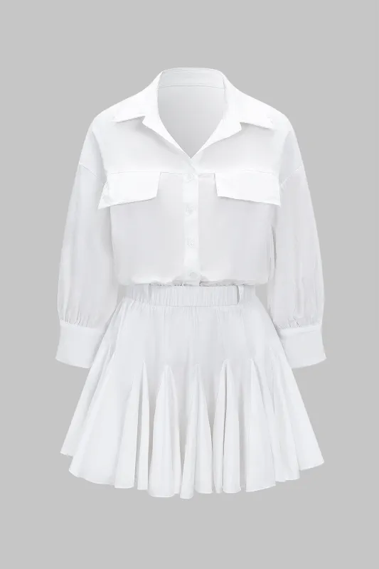 Solid Button Collared Long Sleeve Mini Dress made by Micas