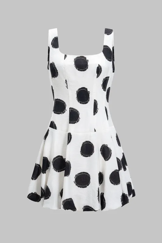 Polka Dots Print V-Neck Sleeveless Mini Dress sold by Micas