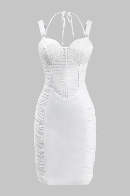 Mesh Satin Tie-Back Sleeveless Mini Dress sold by Micas