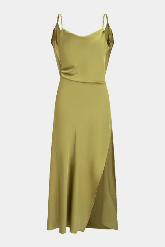 Satin High Slit Slip Sleeveless Maxi Dress sold by Micas
