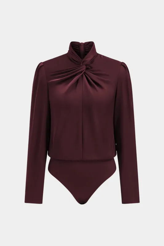 Satin Twist Knot Long Sleeve Bodysuit sold by Micas