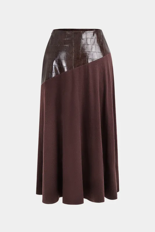 Plus Size Faux Leather Patchwork Asymmetrical Skirt made by Micas