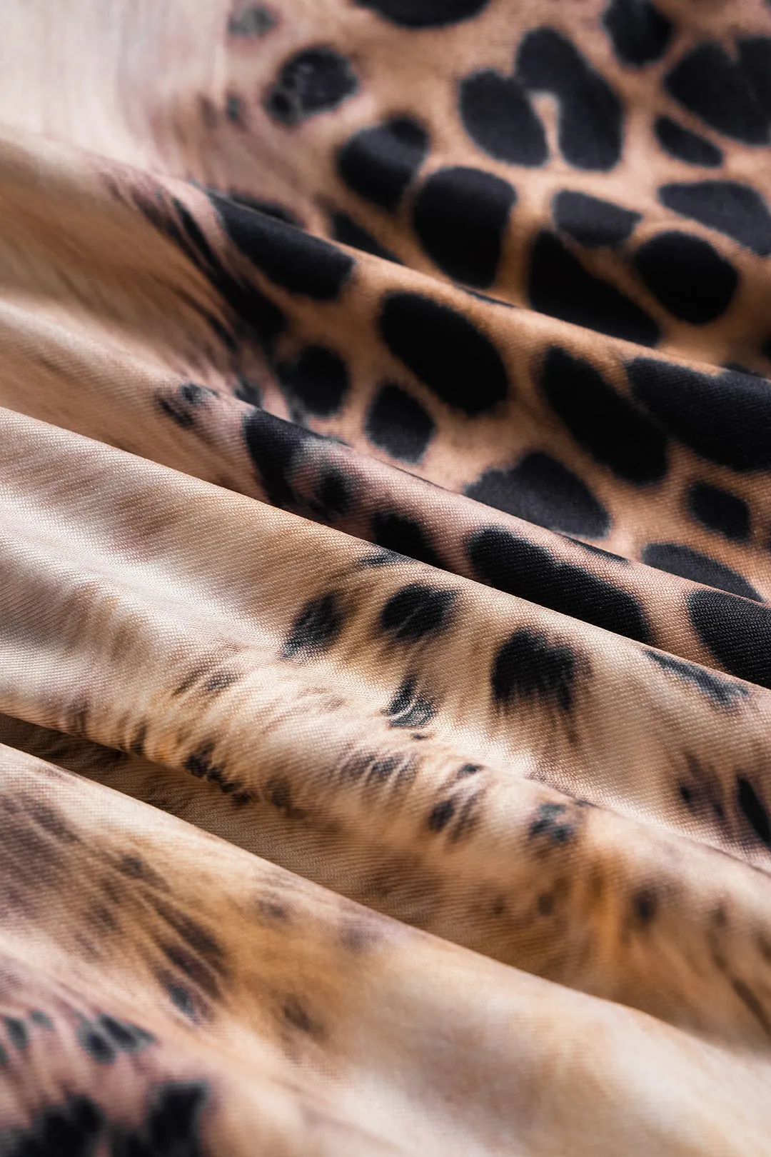 Leopard Print One-Shoulder Flared Long Sleeve Romper sold by Micas product image thumbnail 4