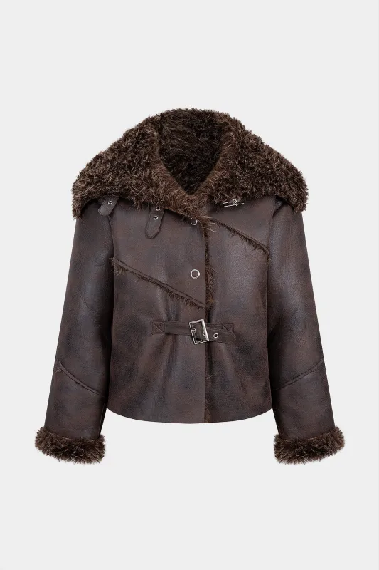 Faux Fur Patchwork Belted Jacket sold by Micas