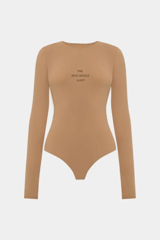 Letter Print Round Neck Long Sleeve Bodysuit sold by Micas