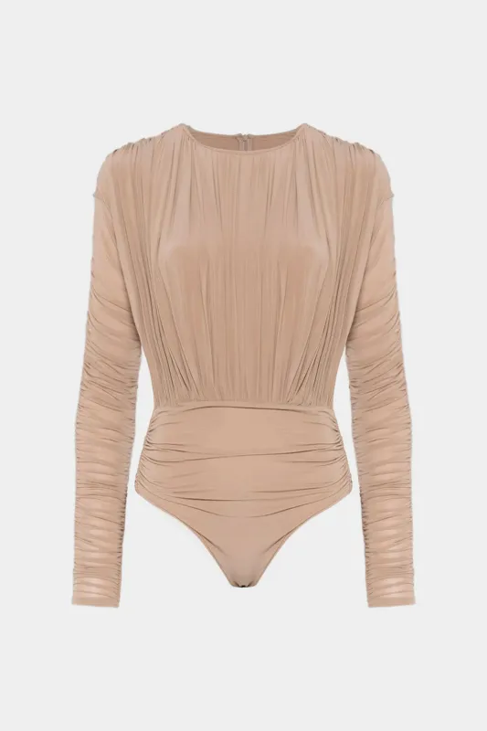 Mesh Ruched Long Sleeve Bodysuit sold by Micas