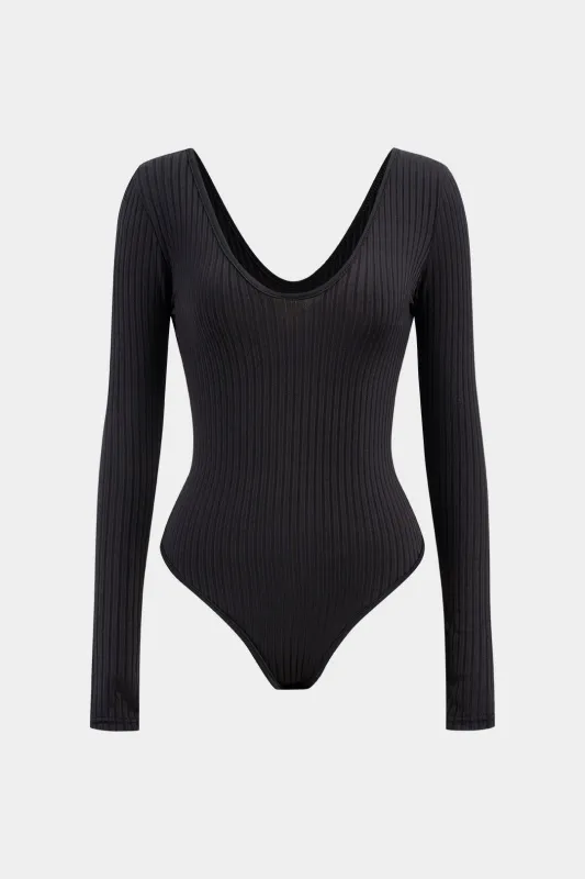 V-Neck Ribbed Long Sleeve Bodysuit sold by Micas
