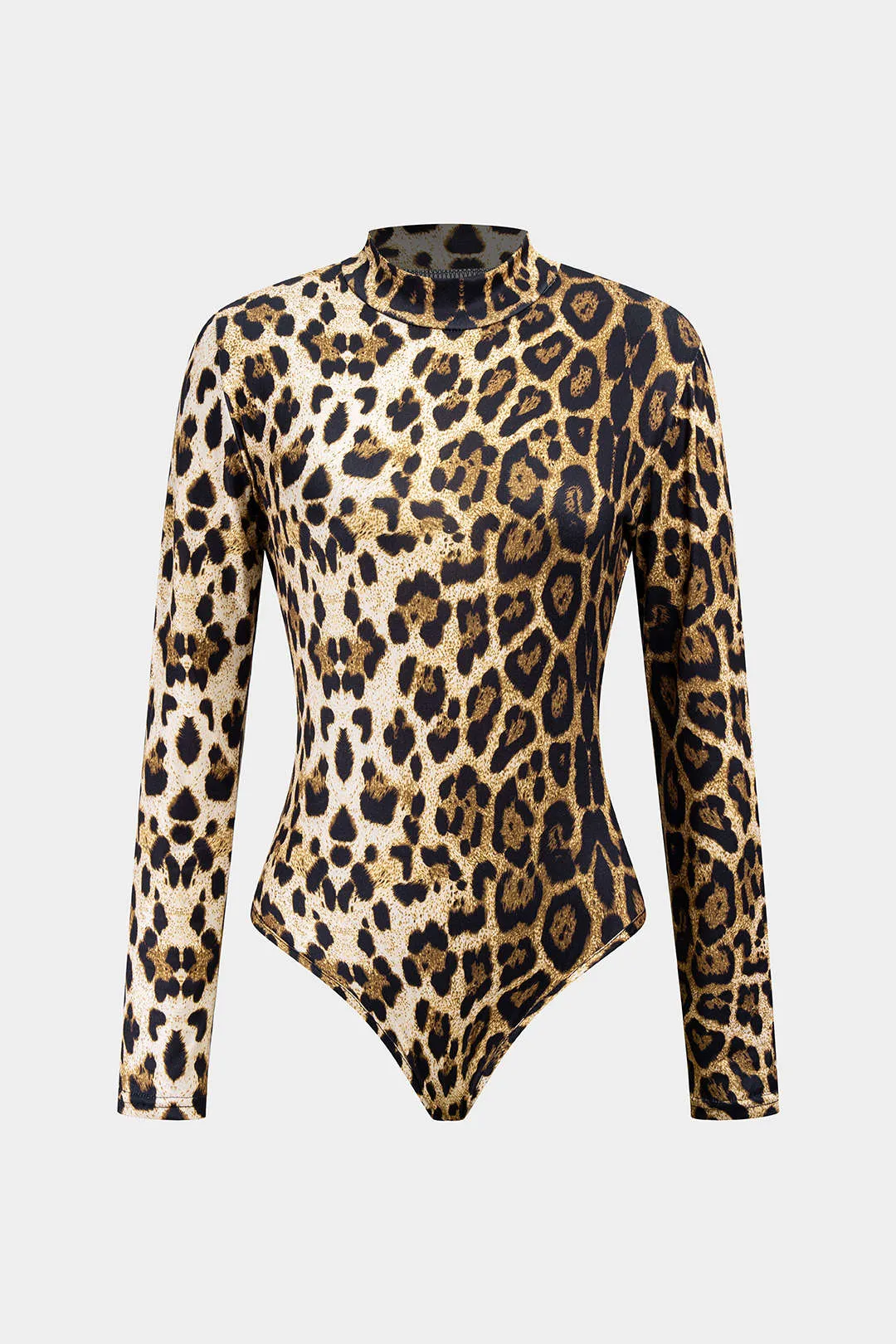 Leopard Print Mock Neck Long Sleeve Bodysuit sold by Micas