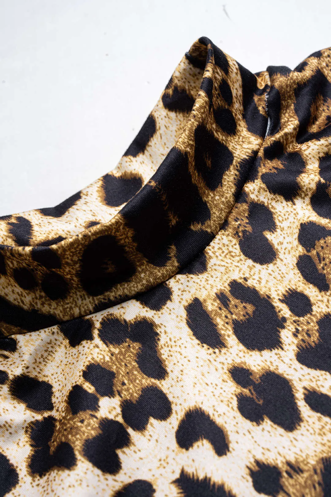 Leopard Print Mock Neck Long Sleeve Bodysuit sold by Micas product image thumbnail 3
