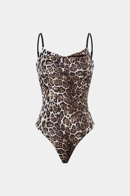 Leopard Print Slip Sleeveless Bodysuit sold by Micas