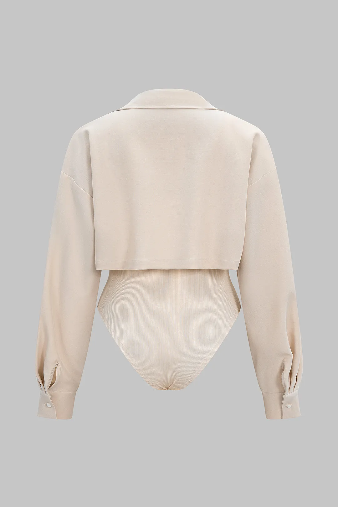 Plus Size Patchwork Button Long Sleeve Bodysuit sold by Micas product image thumbnail 2