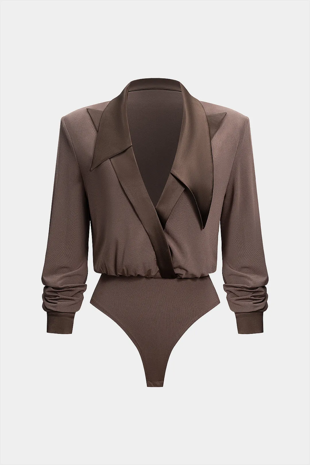 Patchwork Satin Collar Long Sleeve Bodysuit sold by Micas