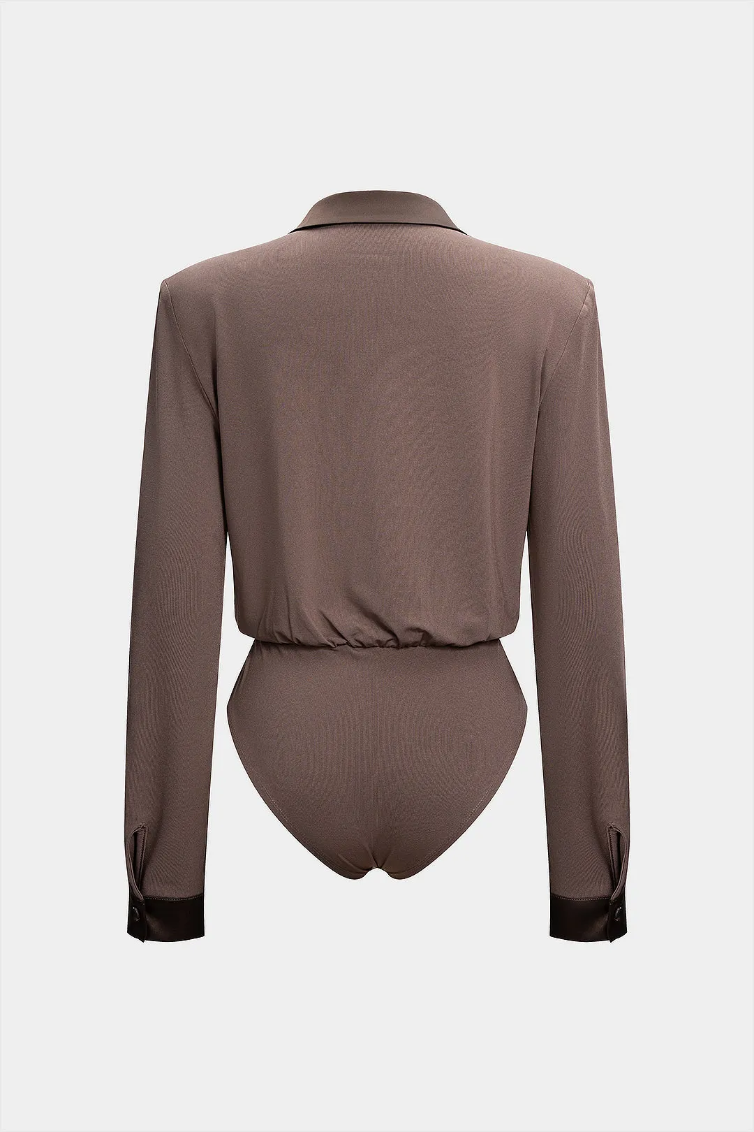 Patchwork Satin Collar Long Sleeve Bodysuit sold by Micas product image thumbnail 2