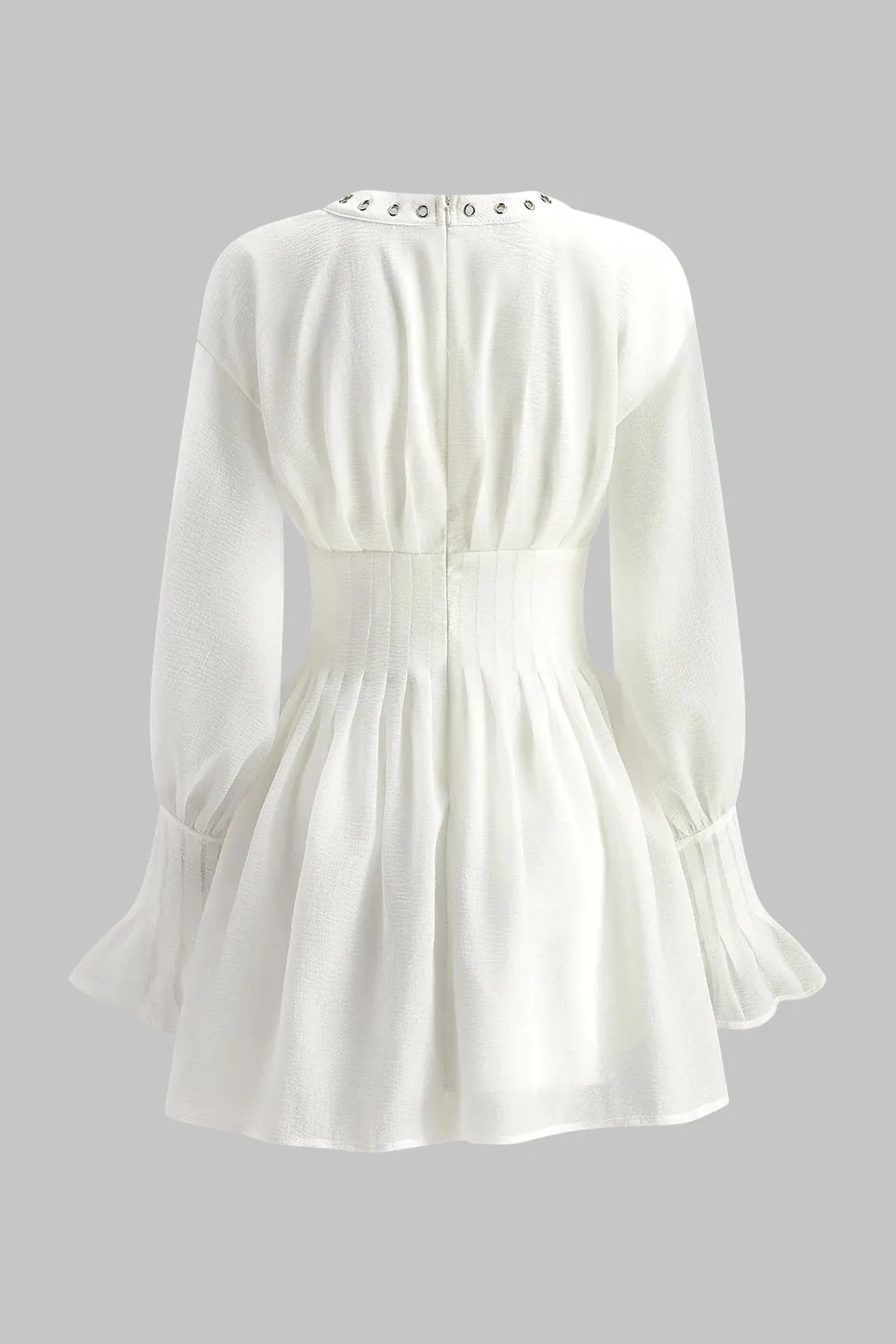 Chiffon V-Neck Lace-Up Corset Long Sleeve Mini Dress sold by Micas product image thumbnail 2