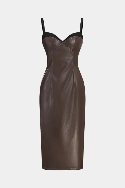 Faux Leather Sleeveless Midi Dress sold by Micas