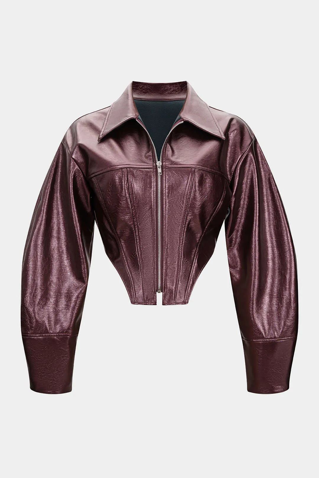 Faux Leather Zipper Corset Jacket sold by Micas