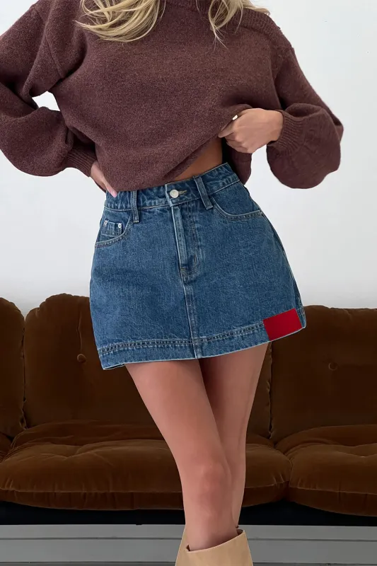 Denim Button Zipper Pocket Mini Skirt sold by Micas