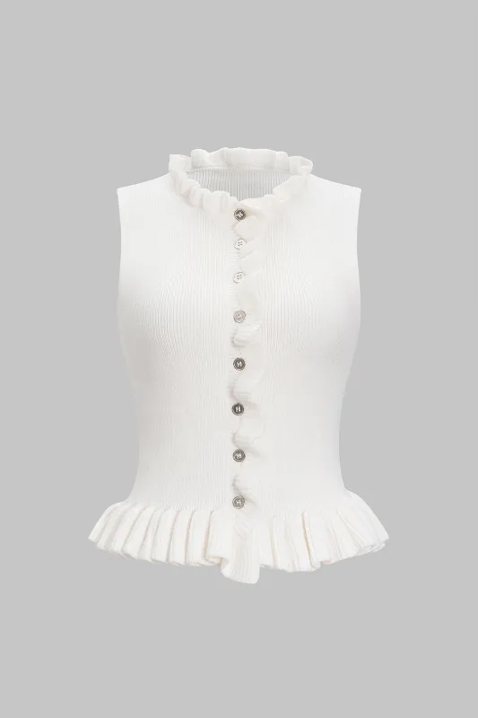 Knit Scallop Edge Button Vest sold by Micas