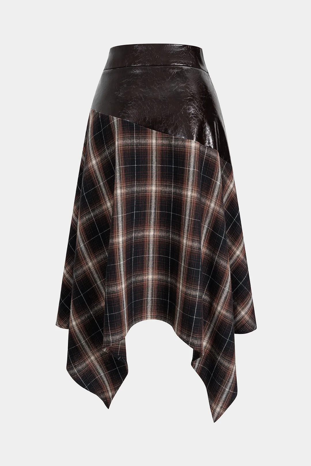 Patchwork Faux Leather Irregular Hem Skirt sold by Micas product image thumbnail 2