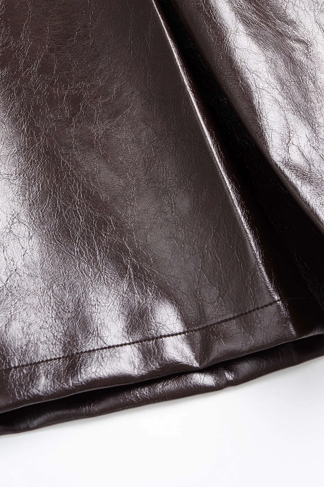 Plus Size Faux Leather Pleated Long Sleeve Mini Dress sold by Micas product image thumbnail 4