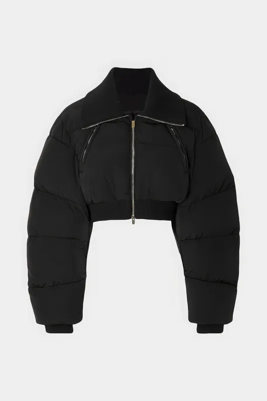 Patchwork Zipper Cropped Puffer sold by Micas