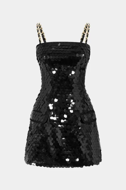 Sequin Fake Pockets Sleeveless Mini Dress sold by Micas