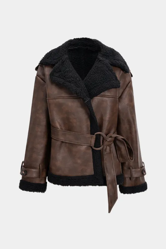 Faux Leather Tie-Up Puffer sold by Micas