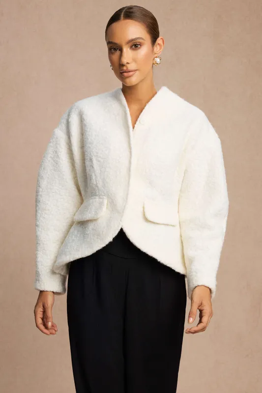 Woolen Fake Pockets Cropped Jacket sold by Micas