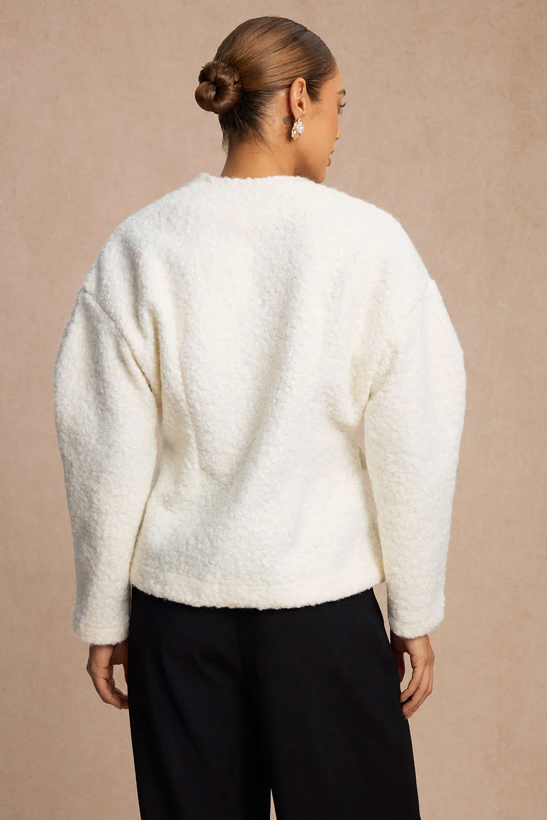 Woolen Fake Pockets Cropped Jacket sold by Micas product image thumbnail 2