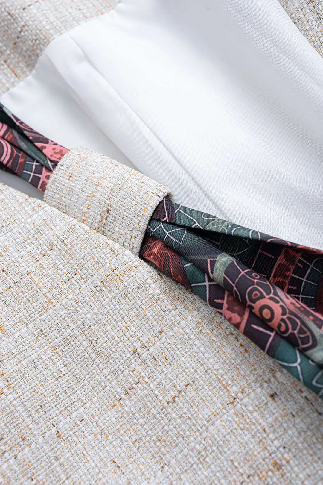 V-Neck Button Long Sleeve Blazer With Scarf sold by Micas product image thumbnail 3