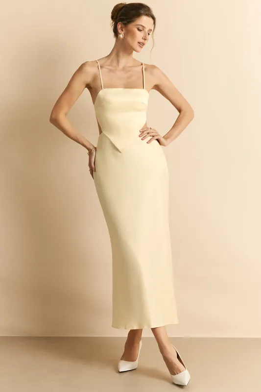 Satin Tie-Back Cut Out Sleeveless Midi Dress sold by Micas