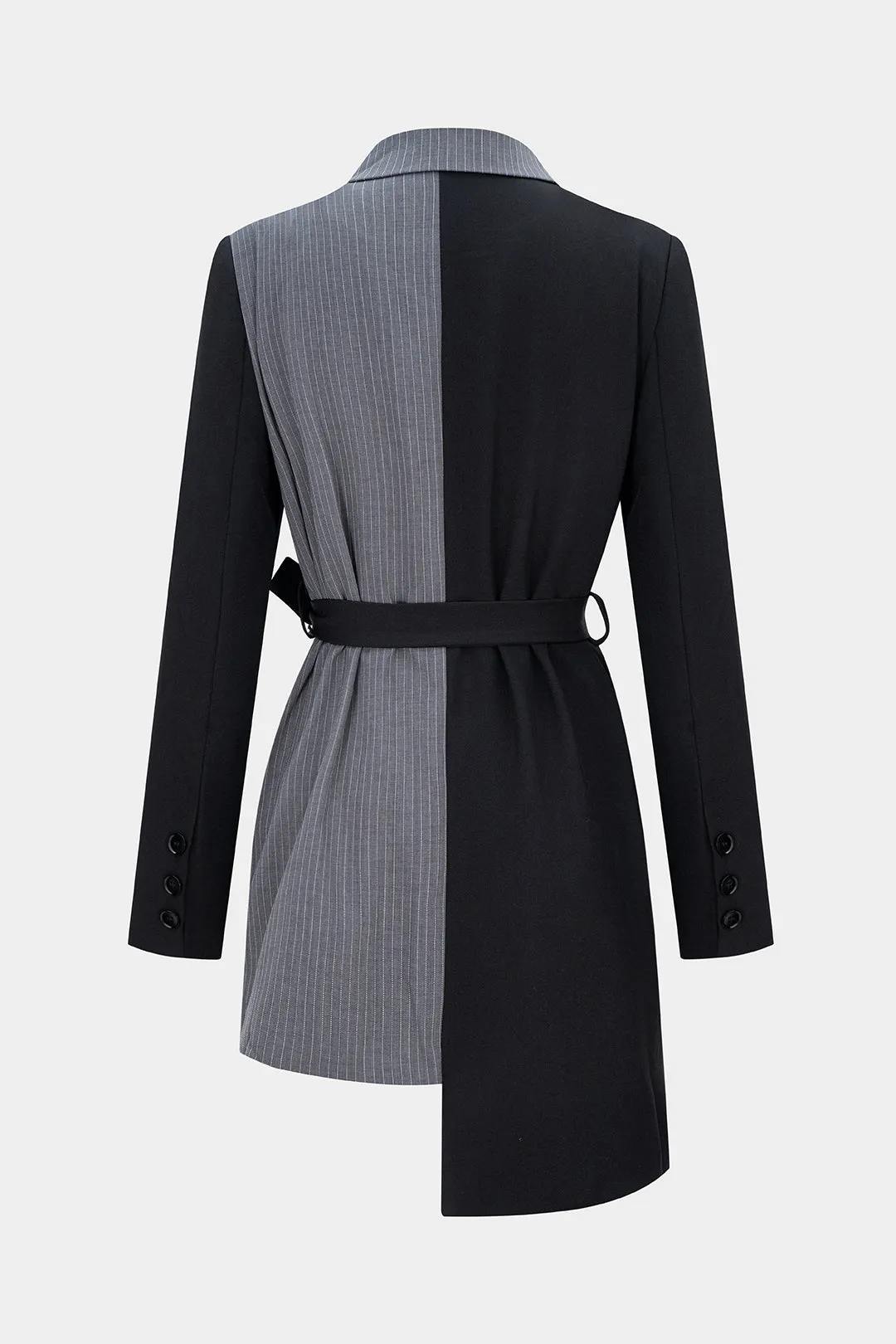 Stripes Print Patchwork Tie-Up Asymmetrical Coat sold by Micas product image thumbnail 2