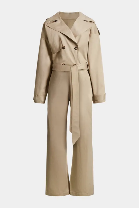 Button Belted Long Sleeve Jumpsuit sold by Micas